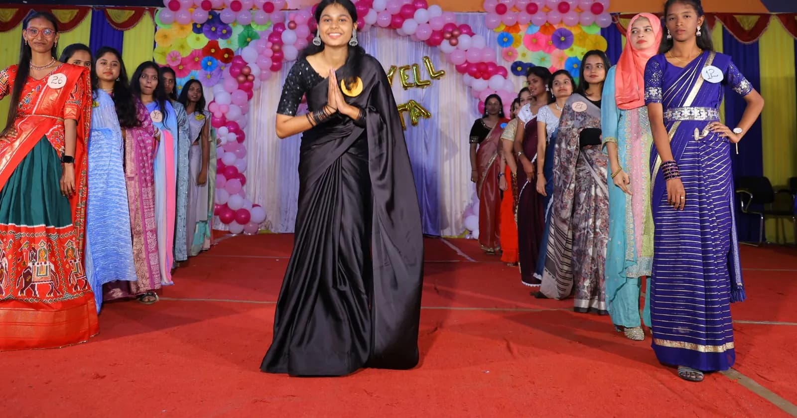 Students participating in the farewell fashion walk