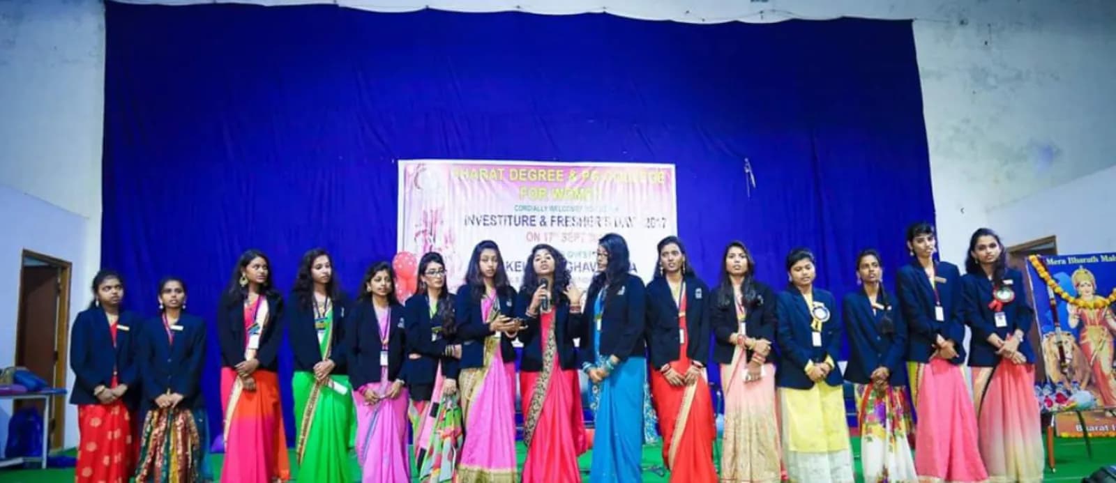 Student council on stage during Investiture and Freshers Day